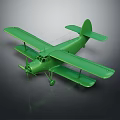 Green Biplane Airliner Model With Detailed Wings Propeller And Static Display On Dark Background