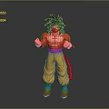 Anime Warrior Character In Fighting Pose With Spiky Black Hair Red Top And Yellow Pants