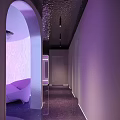 STARSHINE 18th Beauty Hair Studio Modern Exterior Design With White Wavy Wall And Purple Lighting