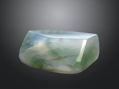 Natural Jade Ornament Decoration Set With Green White Glossy Surface And Irregular Shape 3d model