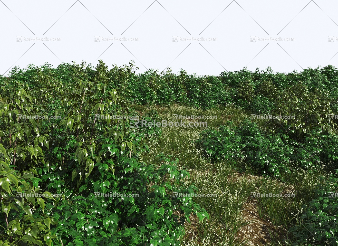 Modern Grassland Shrub Grass Green Plant Shrub Plant Pile Landscape Tree 3d model