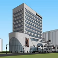 Modern Commercial Complex With Glass Facades Rooftop Greenery And ANSAID Signage