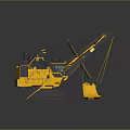 Yellow Crawler Excavator With Long Boom And Heavy Duty Bucket For Construction Work