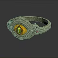 Unique Metal Ring With Yellow Eye Pattern And Red Accents Design 3d model