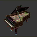 Brown Grand Piano With Open Lid Black White Keys And Golden Legs