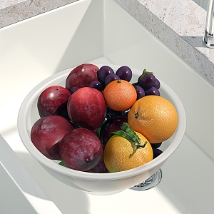 Nordic Kitchen White Sink Salah Bowl Fruit Food Washing Dish Cleaning 3d model