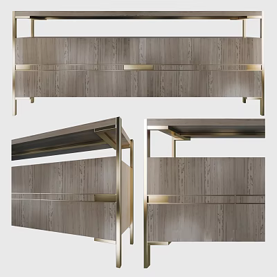 Modern Wooden TV Stand With Metal Accents Sleek Drawers And Elegant Design 3d model