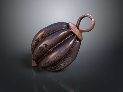 Copper Jewelry Pendant With Multi Petal Design And Metallic Finish Loop Detail 3d model