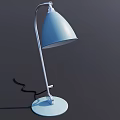 Modern Light Blue Table Lamp with White Pole Curved Arm and Round Base