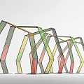Colorful Modern Pergola Design With Geometric Pillars And Repeating Frames 3d model