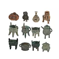 Traditional Style Decorative Ornament Set with Various Shapes Ceramic and Bronze for Home Decoration