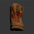 Durable Brown Leather Outdoor Boots With Red Laces And Metal Eyelets