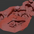 Cartoon Terrain With Rocky Formations Caves Green Moss And Textured Ground