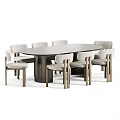 Modern Table And Chairs Set With Oval Top And Minimalist Beige Chairs For Dining Area