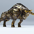 Artistic Metallic Reptile Sculpture With Intricate Gold And Black Textured Design