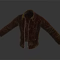 Vintage Brown Leather Jacket With Distressed Texture Long Sleeve Casual Style 3d model
