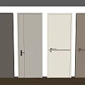 Various Style Hinged Doors With Wooden Texture And Distinct Handles For Home Interior