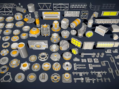 Assorted Hardware Tools Components Featuring Bolts Nuts Pipes And Metal Parts 3d model