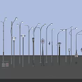 Outdoor Lights With Variety of Street Lamp Designs in Open Outdoor Setting
