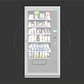 Gray Vending Machine With Transparent Door Displaying Various Inside Snacks And Drinks 3d model