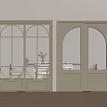 Modern Classic Double Doors Design With Arched Glass Panels And Beige Finish In Home Interior