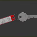 Silver Key Hardware Tool With Red Tag And White Label Area On Dark Background 3d model