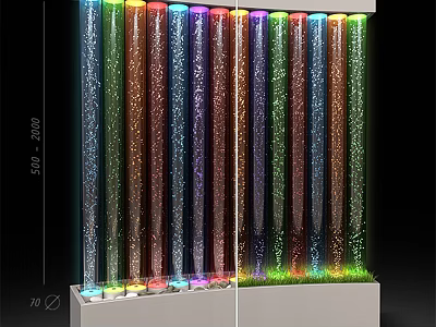 Colorful Transparent Tubes Wall Decor With Sparkling Particles And Bottom Lighting 3d model