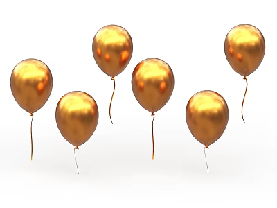 Shiny Metallic Golden Balloons Perfect for Festive Party Decoration and Celebration 3d model