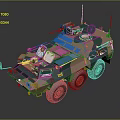 Military Weapon Mounted Armored Vehicle Featuring Camouflage Paint Six Wheel Antenna And Windows
