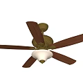 Ceiling Air Conditioner Fan with Wooden Blades Golden Decoration and Light