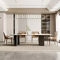 Modern dining table and chair combination 3d model