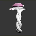 Jewelry Decoration Set With Heart Shaped Pink Gemstone Silver Braided Setting And Small Crystal Accents For Home Decor