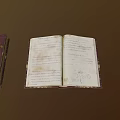 Vintage Open Book With Handwritten Notes And Closed Book Near Blank Paper