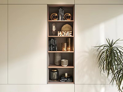 Modern Built in Decorative Cabinet with Shelves Home Letter and Decor Items 3d model