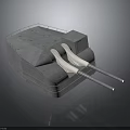 Military Tank Vehicle With Dual Cannons And Gray Exterior Design