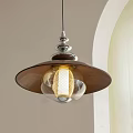 Modern Wooden Shade Pendant Light With Glass Globe Metal Top And Warm Yellow Light
