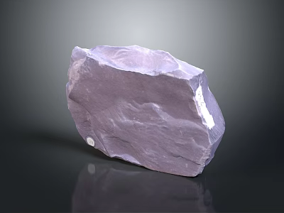 Purple Raw Stone With Natural Texture And Irregular Shape On Smooth Black Reflective Surface 3d model