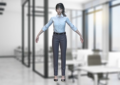 Urban White Collar Women's Shirt Trousers Female Clerk Girl 3d model