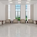Spacious Bright Conference Room Interior With Large Windows And Long Tables Chairs