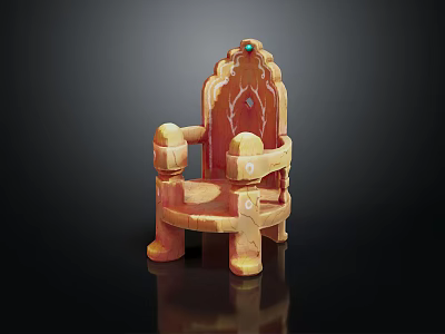 Classic Ornate Armchair With Carved Details Top Gemstone And Warm Brown Yellow Hue 3d model