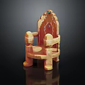 Classic Ornate Armchair With Carved Details Top Gemstone And Warm Brown Yellow Hue