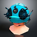 High Tech Blue Headset With Integrated Camera Sensors And Communication Components 3d model