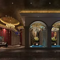 Luxury KTV Interior Design With Elegant Ceiling Lighting And Marble Columns 3d model