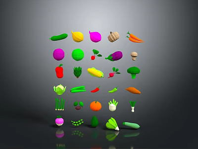 Fresh Colorful Vegetables Collection With Carrot Broccoli Tomato And More In 3D Render 3d model