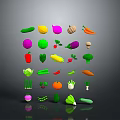 Fresh Colorful Vegetables Collection With Carrot Broccoli Tomato And More In 3D Render