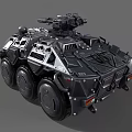 Tactical Armored Vehicle With UN Logo Multiple Wheels And Top Mounted Weapon
