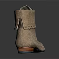 Brown Suede Ankle Boots With Scalloped Trim And Wooden Sole White Tag Inside