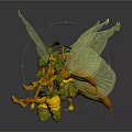 Enchanting Fairy Characters With Green Leaf Wings And Yellow Buds In Various Poses