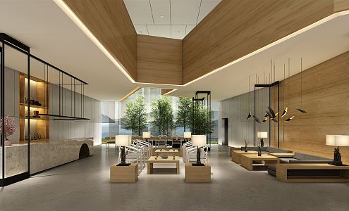 New Chinese Reception Area Sales Office Hall Lobby 3d model