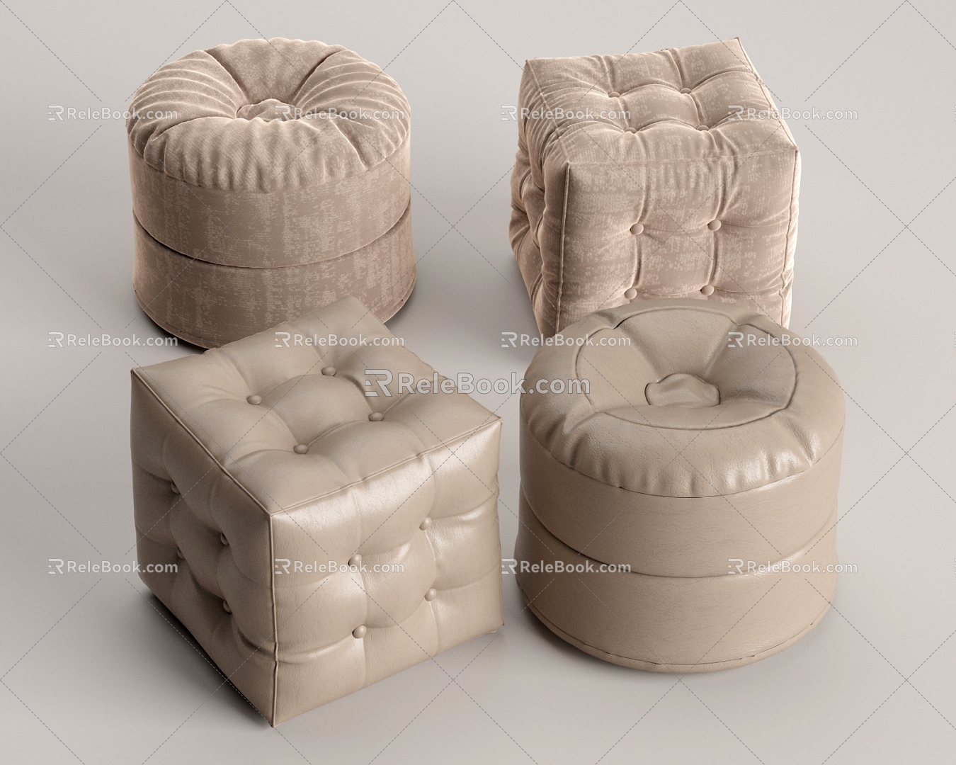 Sofa Stool Cushion Footstool Soft Bag Stool Leather Flannel Stool model